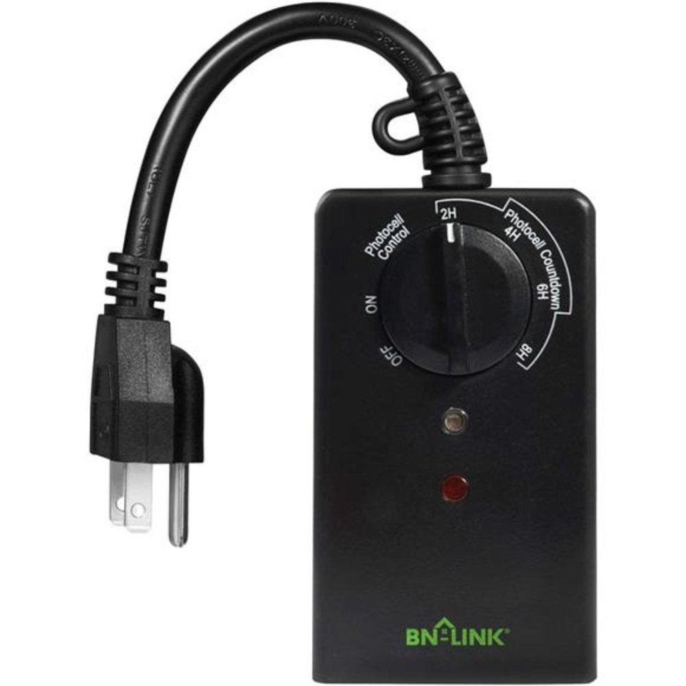 BN-LINK Outdoor Timer With Photocell Light Sensor, Water Resistant, Black
